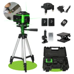 Kit Nível Laser Verde 12 Linhas Profissional Autonivelante Tripé Bateria