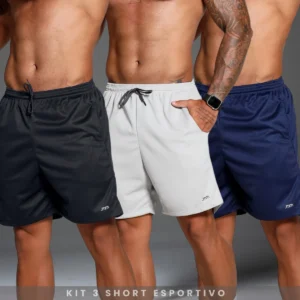 Kit 3 Bermudas Masculinas Esportivas Treino Academia Confortáveis
