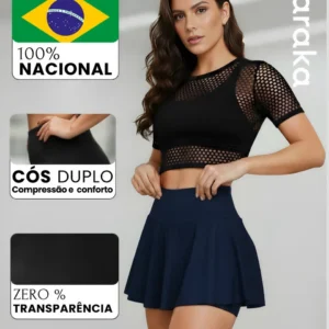 Short Saia Feminino Academia Cintura Alta Legging Fitness Conforto