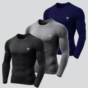 Kit 3 Camisetas Térmicas Masculinas Segunda Pele UV50 Proteção Solar Dry Fit