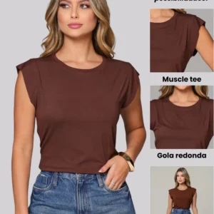Blusa Muscle Tee Feminina Viscolycra Casual Chic Sem Manga Premium