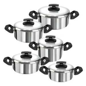 Conjunto 5 Panelas Grandes Alumínio Grosso Polido Resistentes