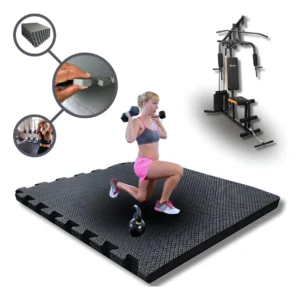 Kit 8 Tatames EVA 10mm Piso Academia Borracha Preto Encaixe