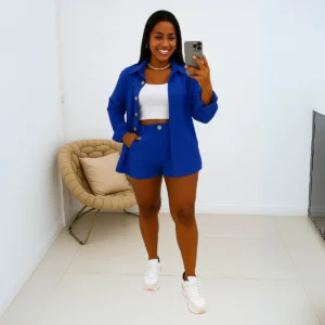Conjunto Linho Feminino Camisa e Short Premium