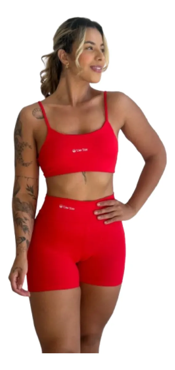 Conjunto Fitness Feminino Cintura Alta Top Shorts