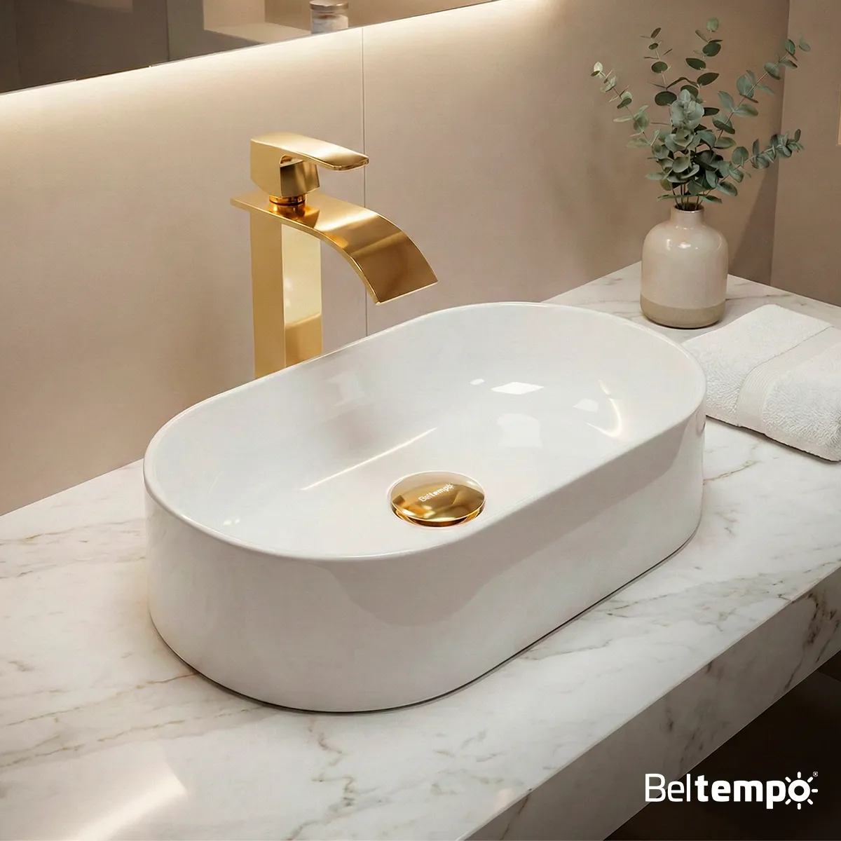 Cuba de Apoio Oval Branca 43cm Beltempo BT-2030