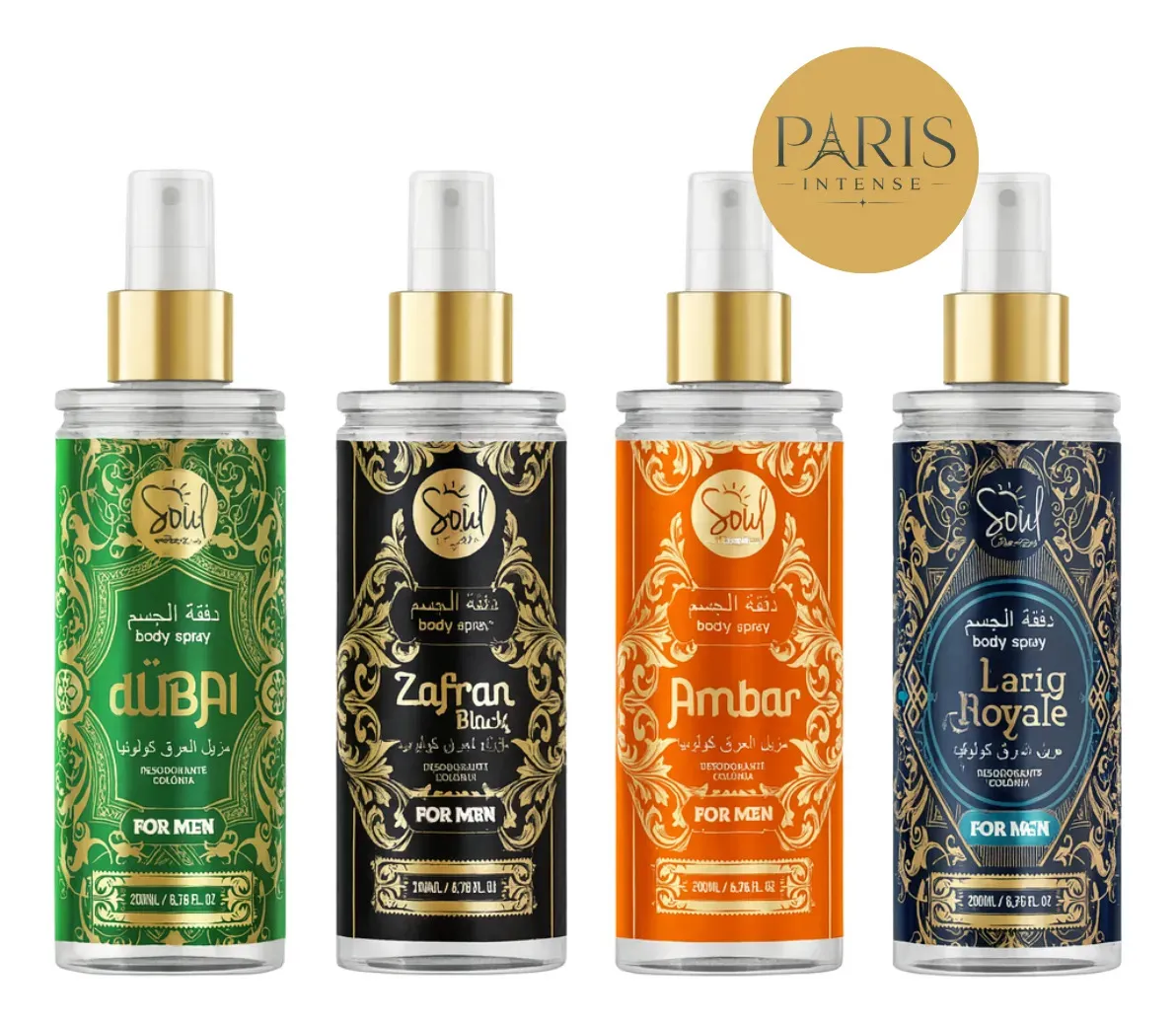 Body Splash Árabe Masculino Kit 4x200ml
