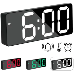 Relógio Digital LED Mesa Branco com Despertador