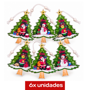 Conjunto com 06 Pingentes Decoração Árvore de Natal com Cordão Altomex ZSS-003