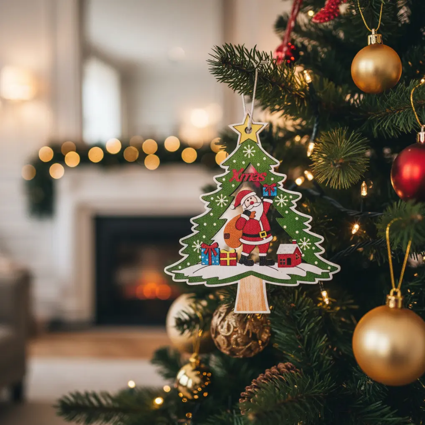 Conjunto com 06 Pingentes Decoração Árvore de Natal com Cordão Altomex ZSS-003