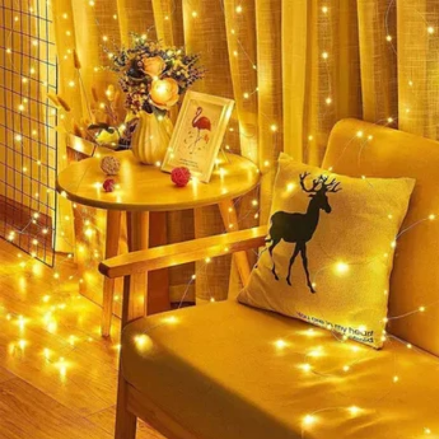 Cortina de Luz Natalina LED 160 LEDs Fixa 3x2 Metros Bivolt Altomex AL-4871 (Amarelo)