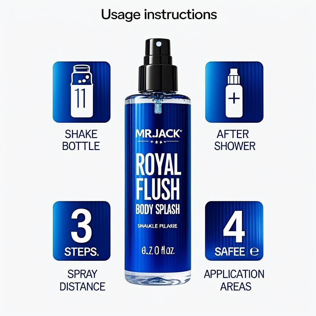 Body Splash Masculino Mr. Jack Royal Flush Man Aromático Amadeirado 200ml Bergamota Refrescante