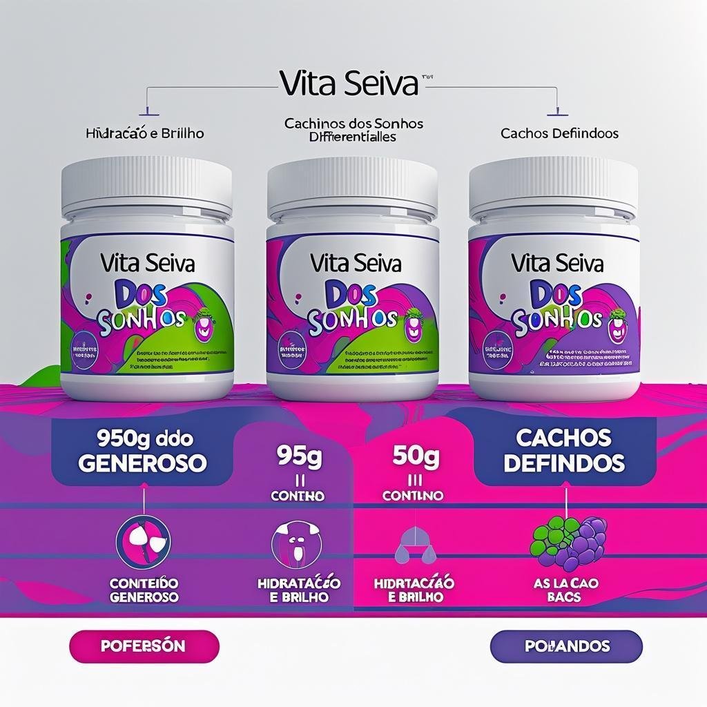 Creme de Pentear Kids Vita Seiva Cachinhos dos Sonhos Uva 950g Definição dos Cachos e Anti Frizz