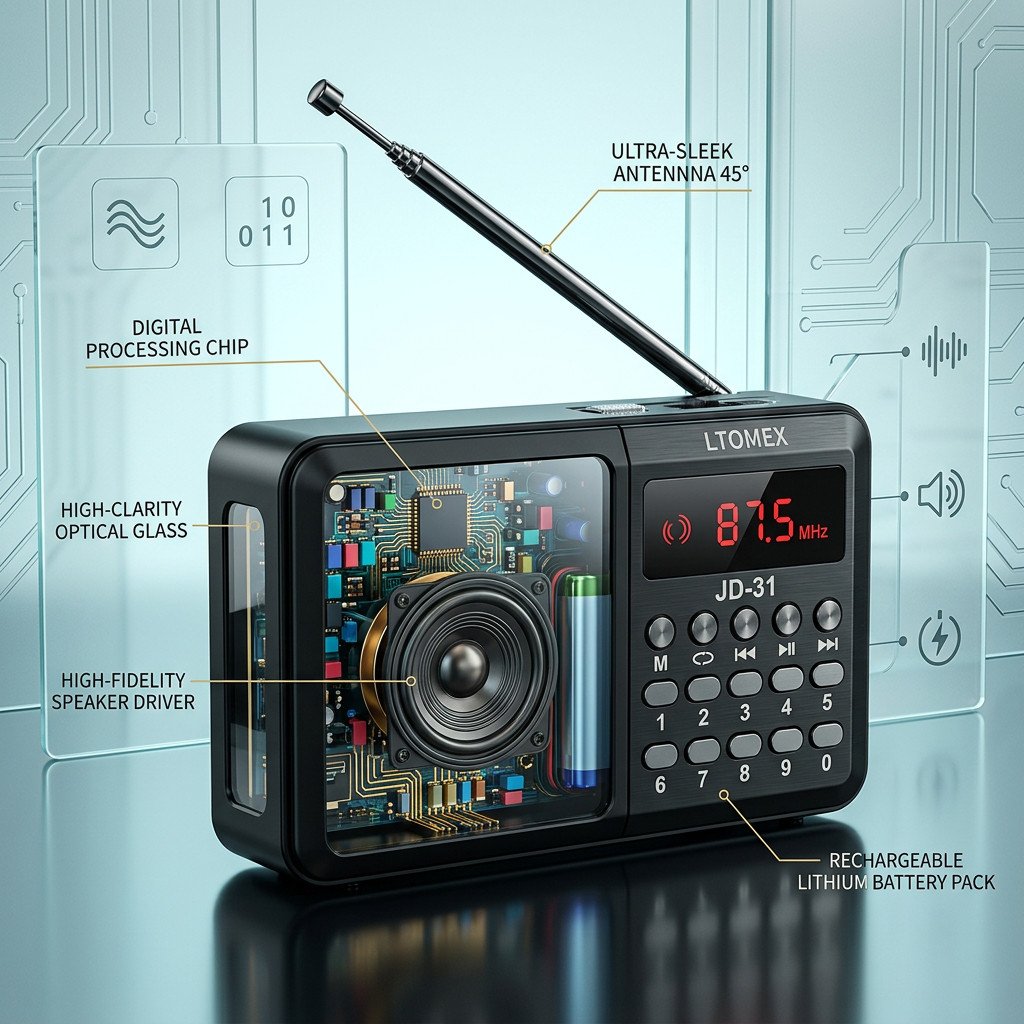 Rádio Portátil Bluetooth Altomex JD-31 FM Digital Recarregável USB Micro SD Bateria Interna