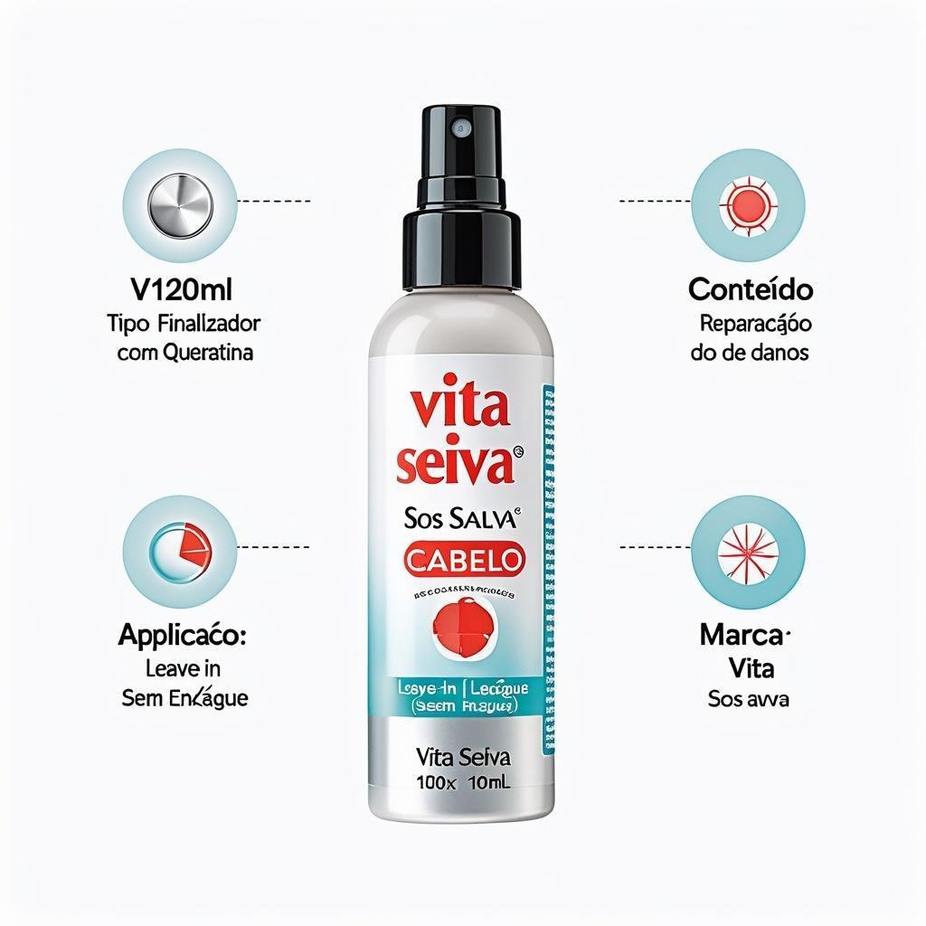 Finalizador Capilar Vita Seiva SOS Salva Cabelo Queratina 120ml Termoproteção Reparação e Brilho