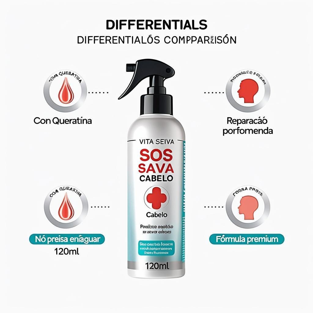 Finalizador Capilar Vita Seiva SOS Salva Cabelo Queratina 120ml Termoproteção Reparação e Brilho
