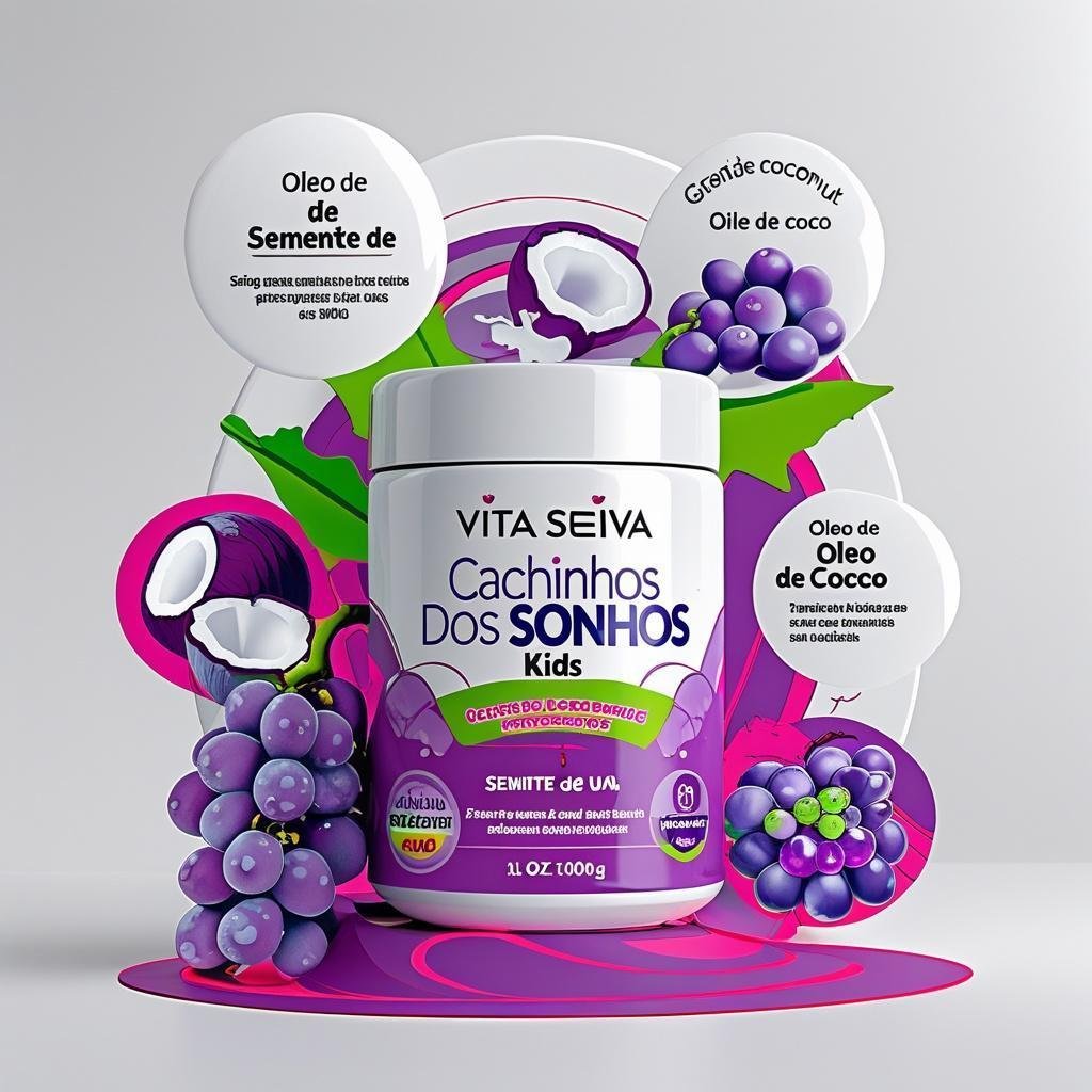 Creme de Pentear Kids Vita Seiva Cachinhos dos Sonhos Uva 950g Definição dos Cachos e Anti Frizz