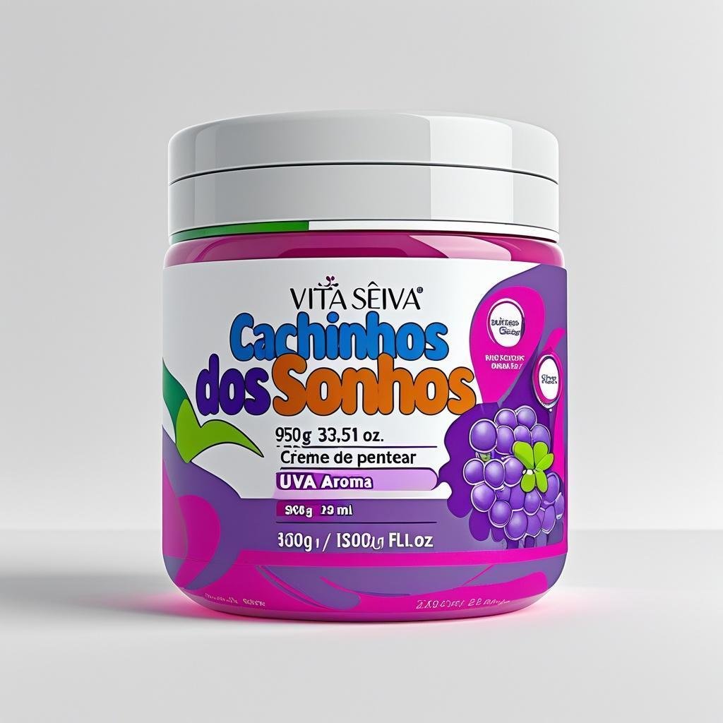 Creme de Pentear Kids Vita Seiva Cachinhos dos Sonhos Uva 950g Definição dos Cachos e Anti Frizz