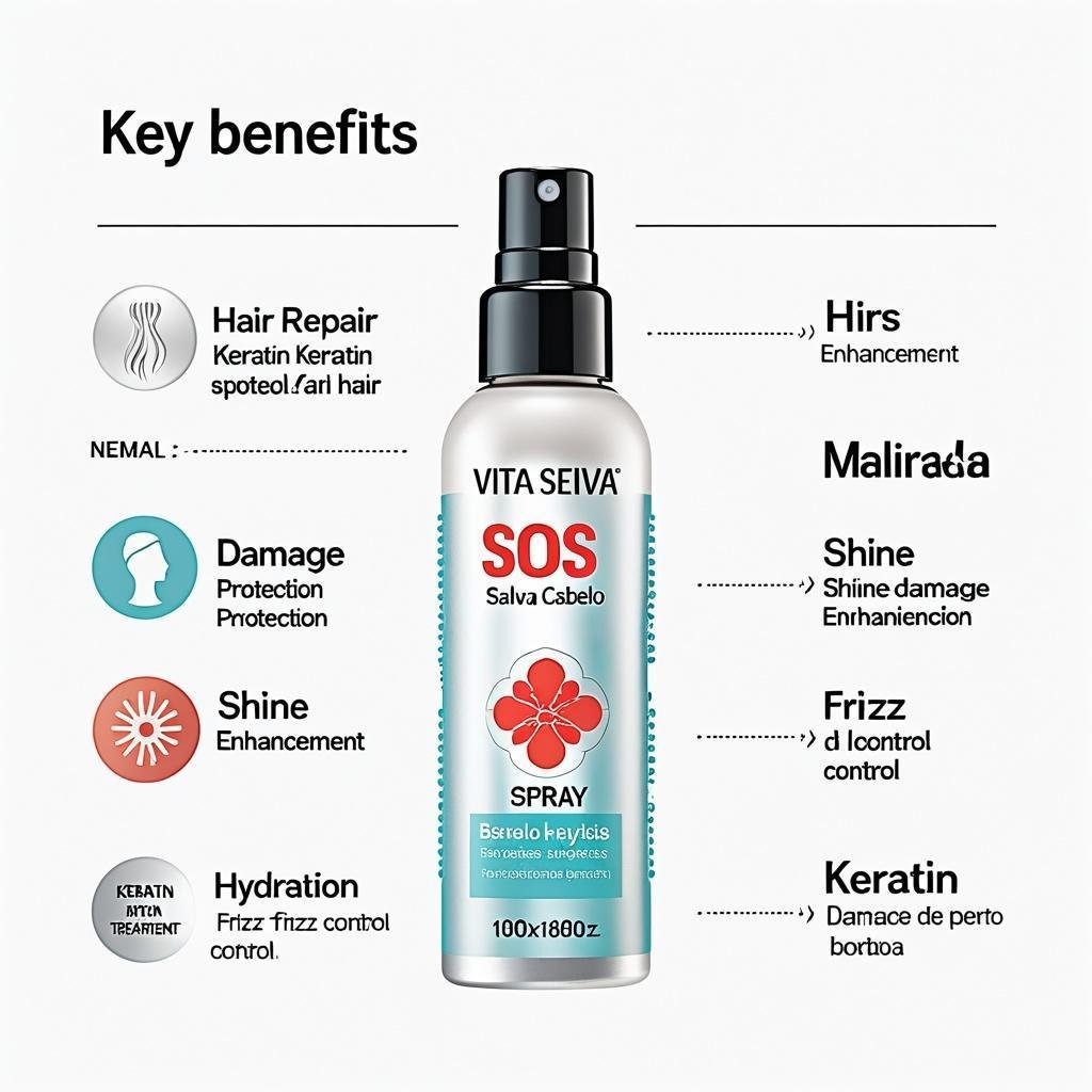 Finalizador Capilar Vita Seiva SOS Salva Cabelo Queratina 120ml Termoproteção Reparação e Brilho