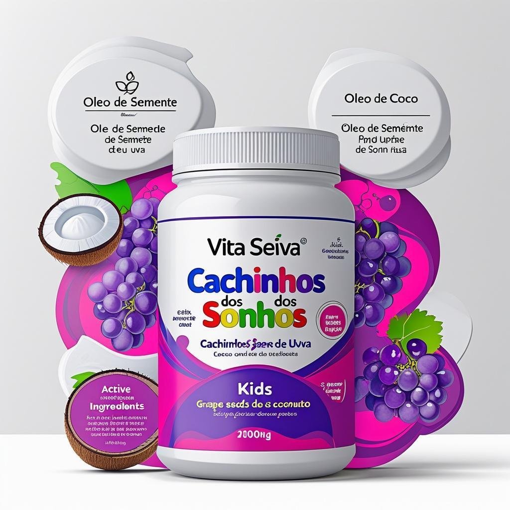 Creme de Pentear Kids Vita Seiva Cachinhos dos Sonhos Uva 950g Definição dos Cachos e Anti Frizz