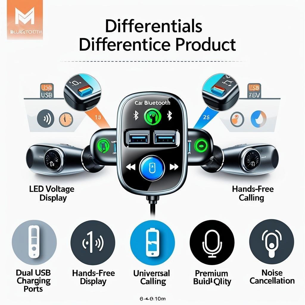 Transmissor Veicular Bluetooth Altomex AL-C178 MP3 Player FM Carregador Turbo 5.1A USB Duplo RGB