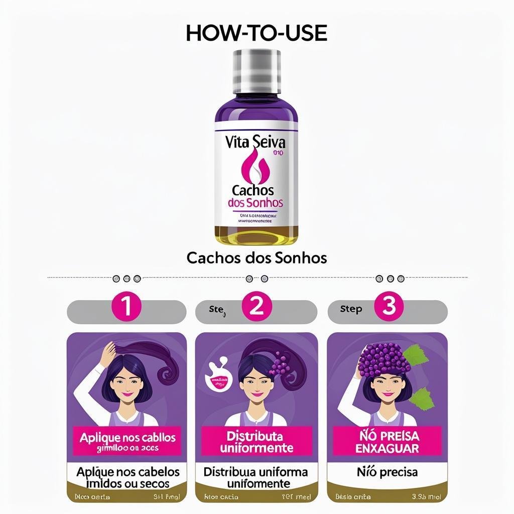 Óleo Multifuncional Vita Seiva Cachos dos Sonhos Açaí e Uva 60ml Nutrição Brilho e Controle do Frizz