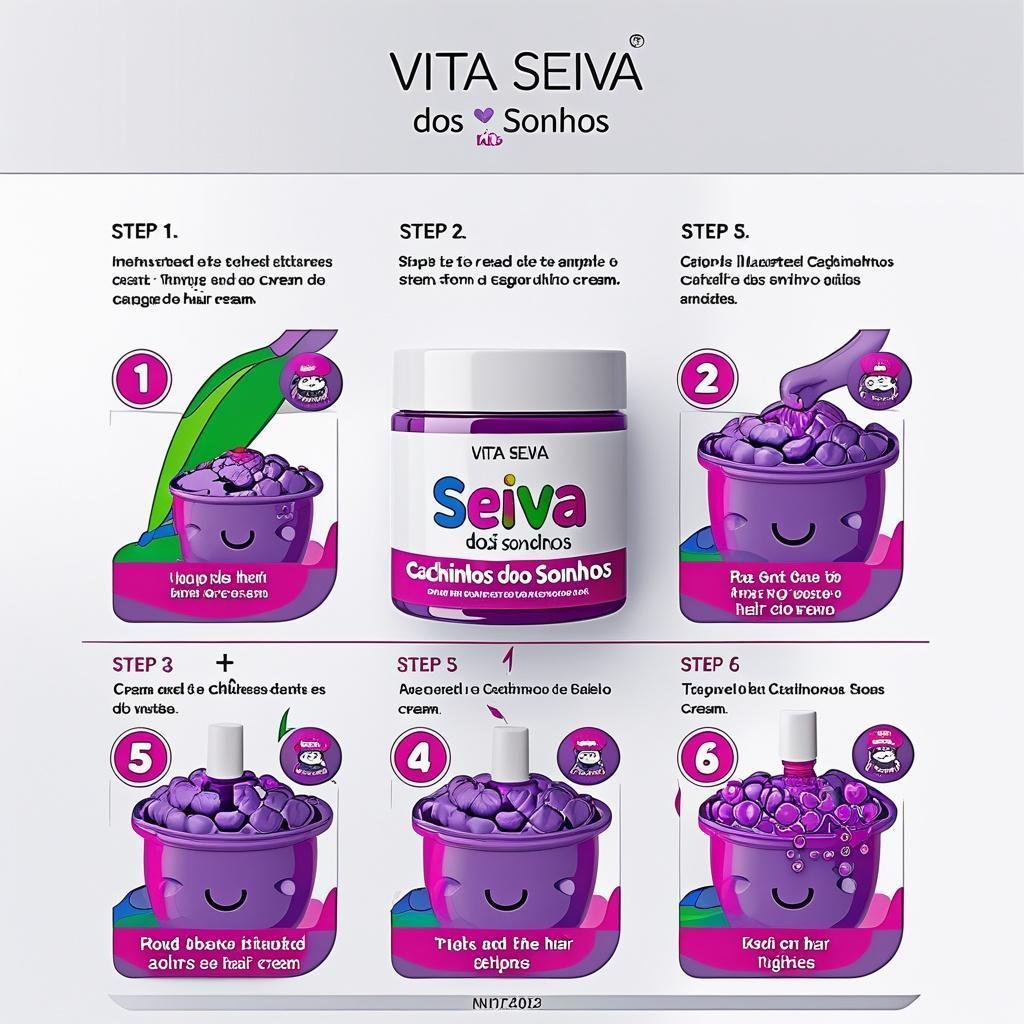 Creme de Pentear Kids Vita Seiva Cachinhos dos Sonhos Uva 950g Definição dos Cachos e Anti Frizz