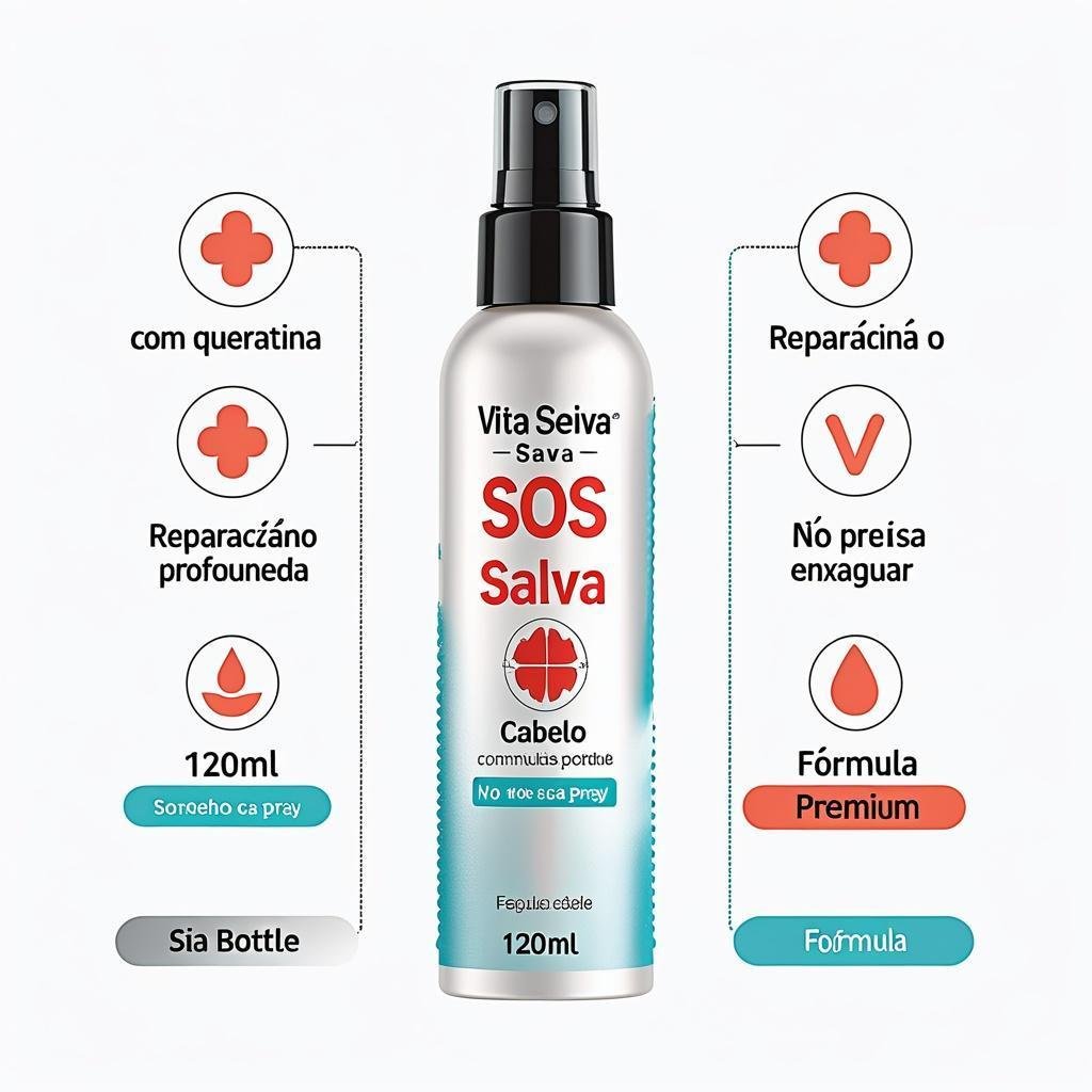 Finalizador Capilar Vita Seiva SOS Salva Cabelo Queratina 120ml Termoproteção Reparação e Brilho