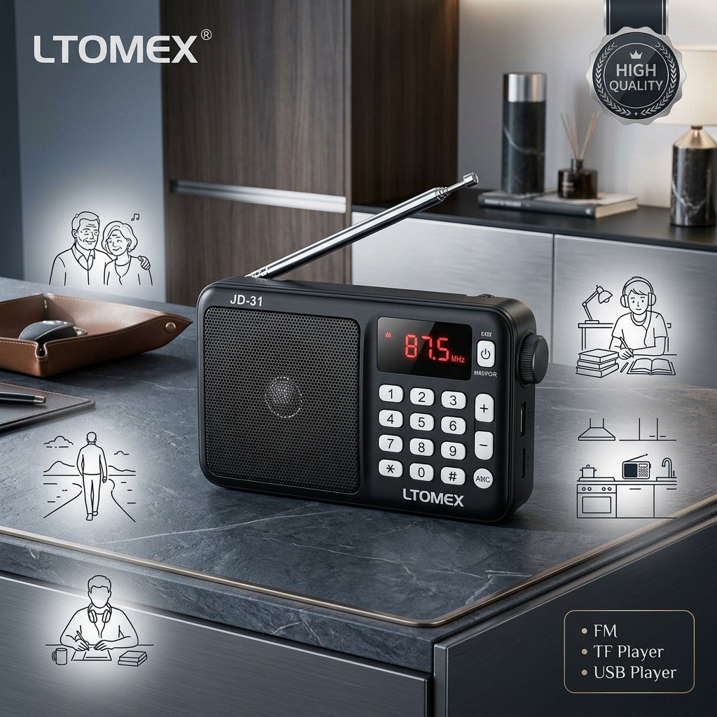 Rádio Portátil Bluetooth Altomex JD-31 FM Digital Recarregável USB Micro SD Bateria Interna