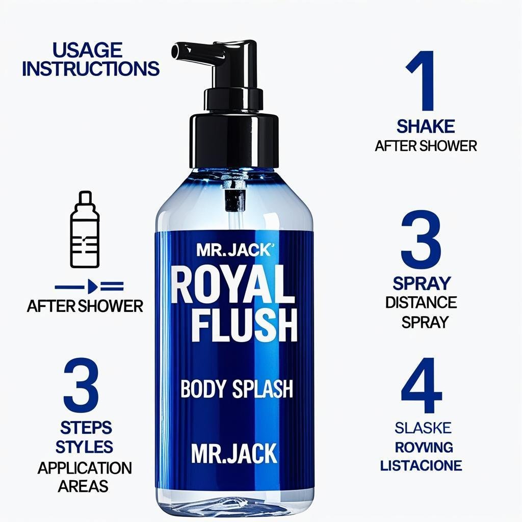 Body Splash Masculino Mr. Jack Royal Flush Man Aromático Amadeirado 200ml Bergamota Refrescante