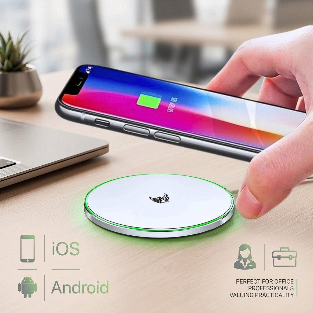 Carregador Rápido por Indução Sem Fio 15W Altomex AW-69 LED Fast Charge Compatível com Tecnologia Qi