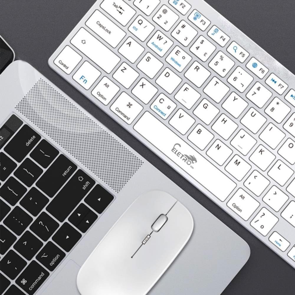 Teclado Bluetooth Sem Fio Ultra Fino Eletromex EL-2101 para Tablet Celular Notebook e PC