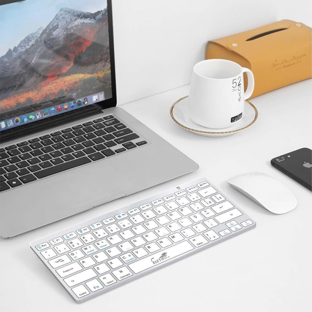 Teclado Bluetooth Sem Fio Ultra Fino Eletromex EL-2101 para Tablet Celular Notebook e PC