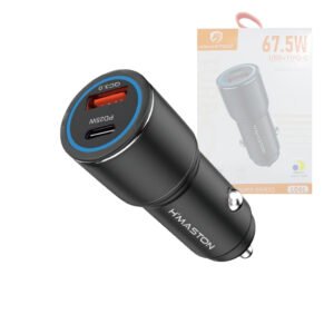 Carregador Veicular 67,5W Turbo Hmaston L06L USB e Tipo-C com Carregamento Rápido para Celular e Tablet