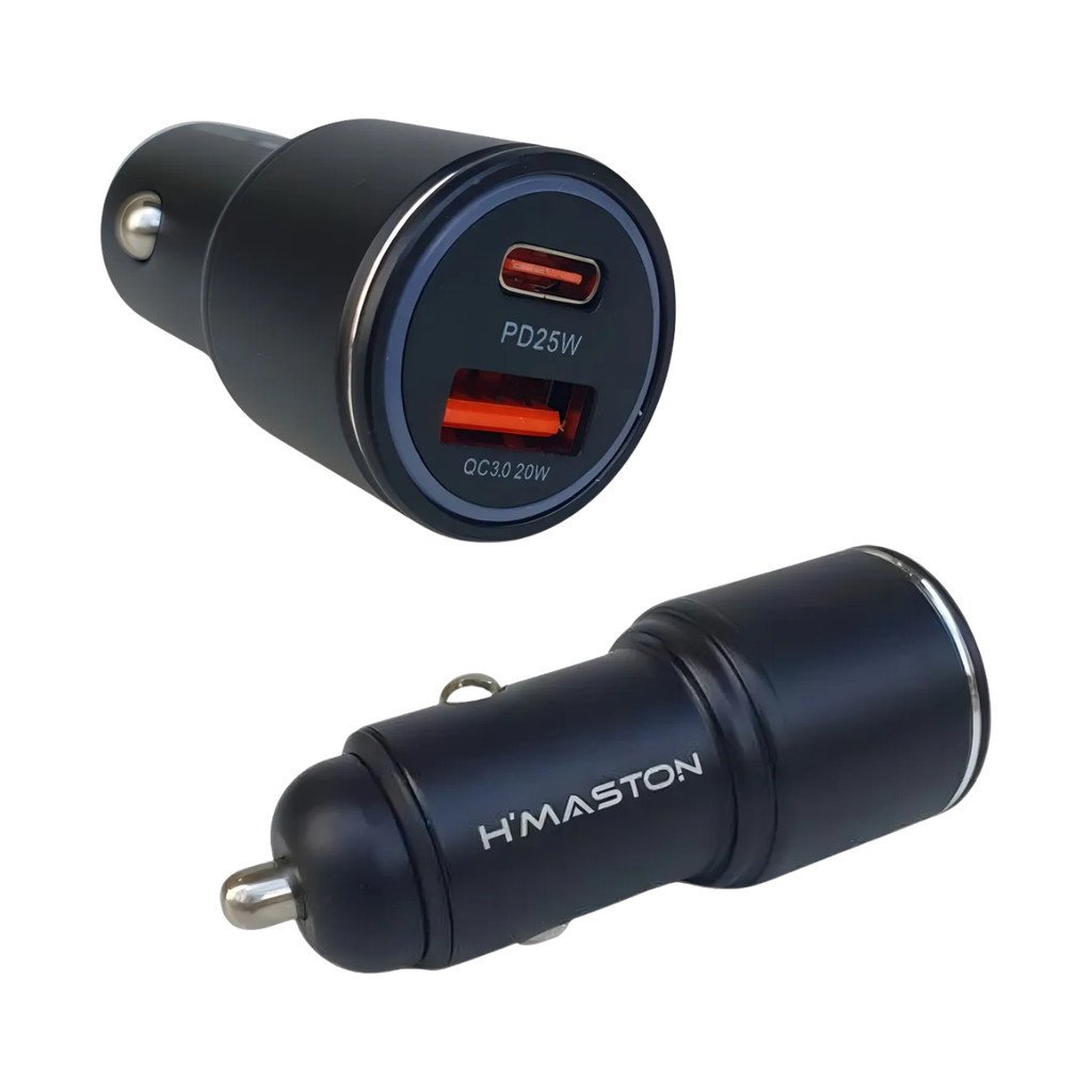 Carregador Veicular 67,5W Turbo Hmaston L06L USB e Tipo-C com Carregamento Rápido para Celular e Tablet