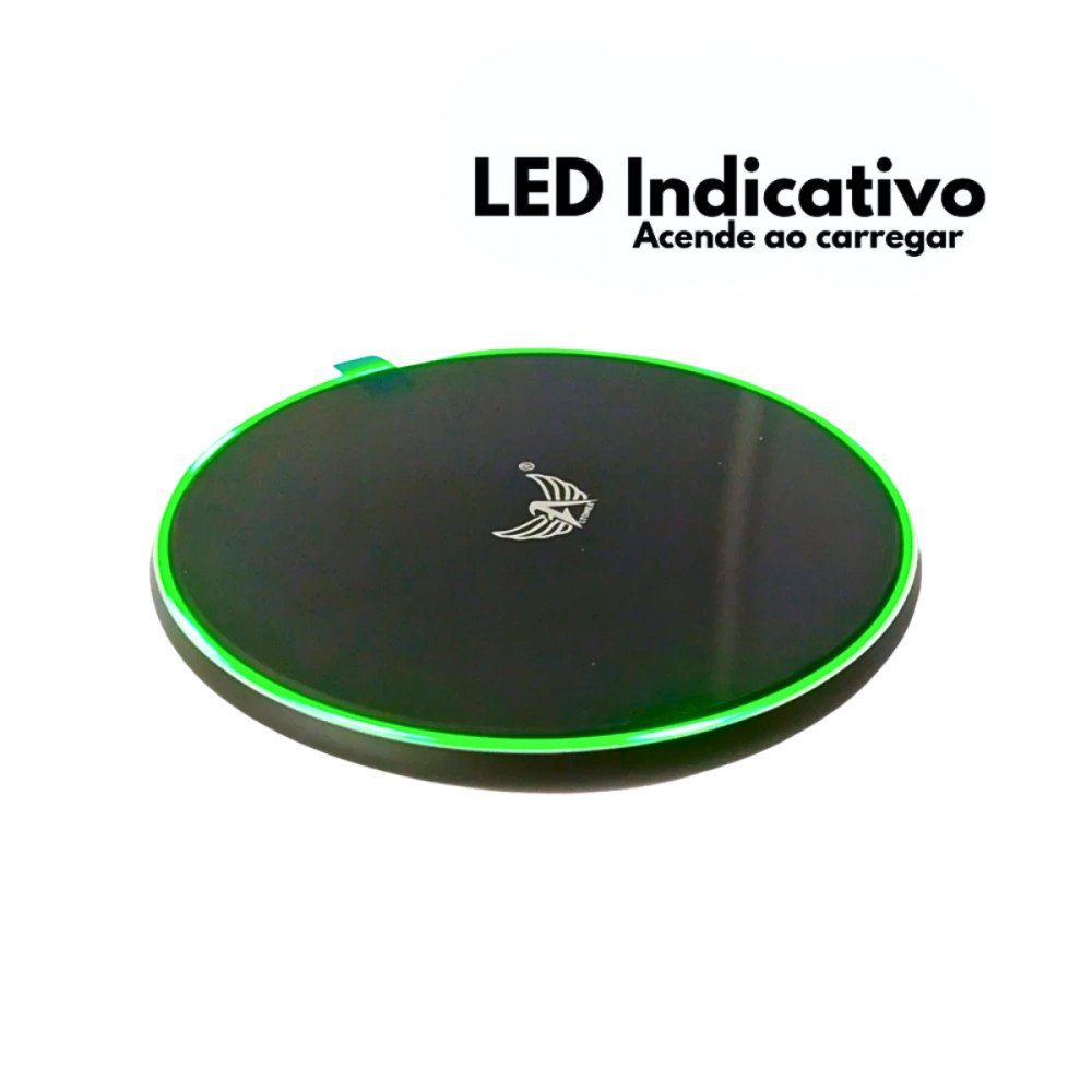 Carregador Rápido por Indução Sem Fio 15W Altomex AW-69 LED Fast Charge Compatível com Tecnologia Qi