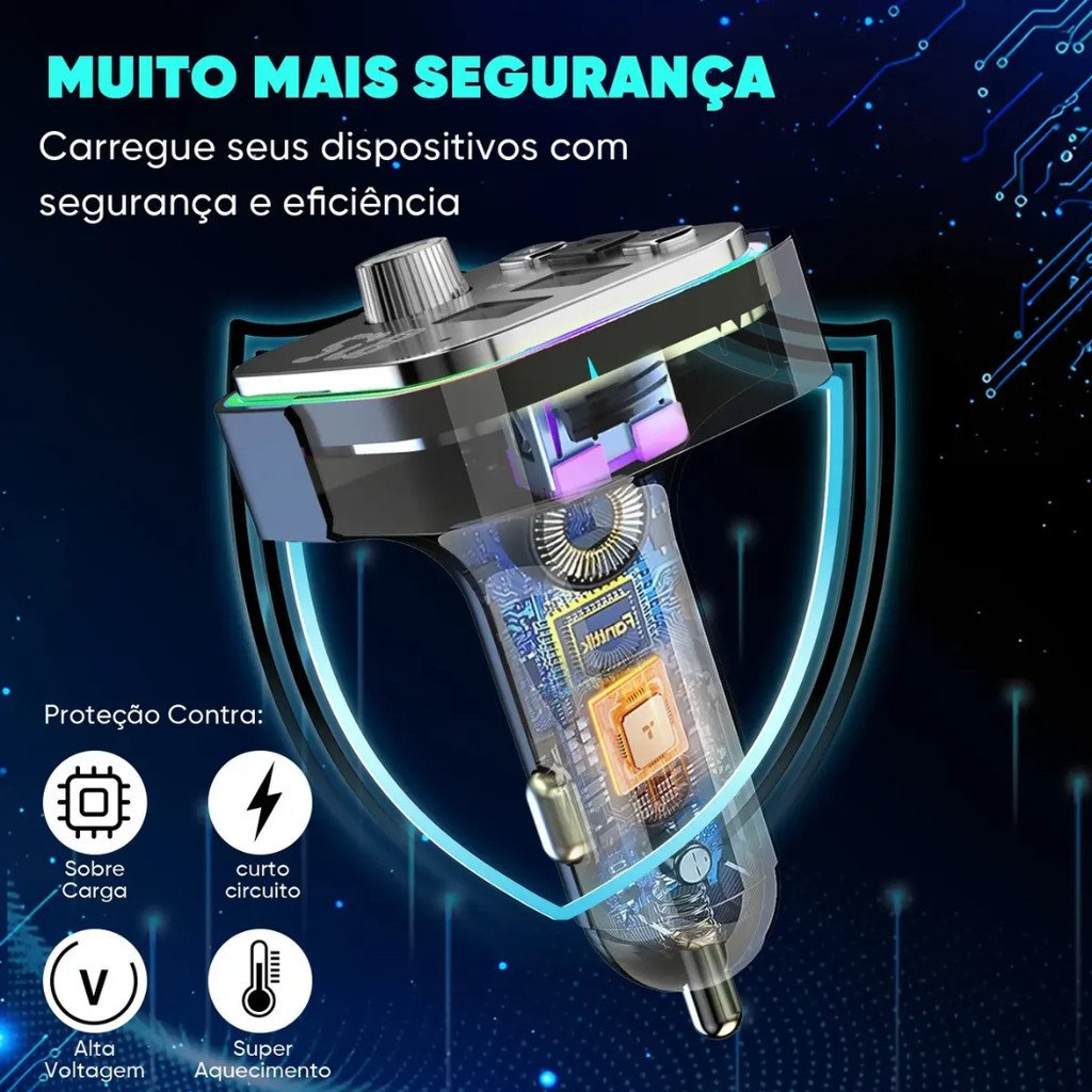 Transmissor Veicular Bluetooth INOVA CAR-3467 MP3 Player FM Carregador USB Duplo Mãos Livres