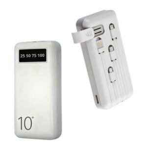 Carregador Power Bank 10000mAh Kapbom KA-966H Visor LED 4 Saídas USB Tipo-C Lightning V8 Cabos Integrados