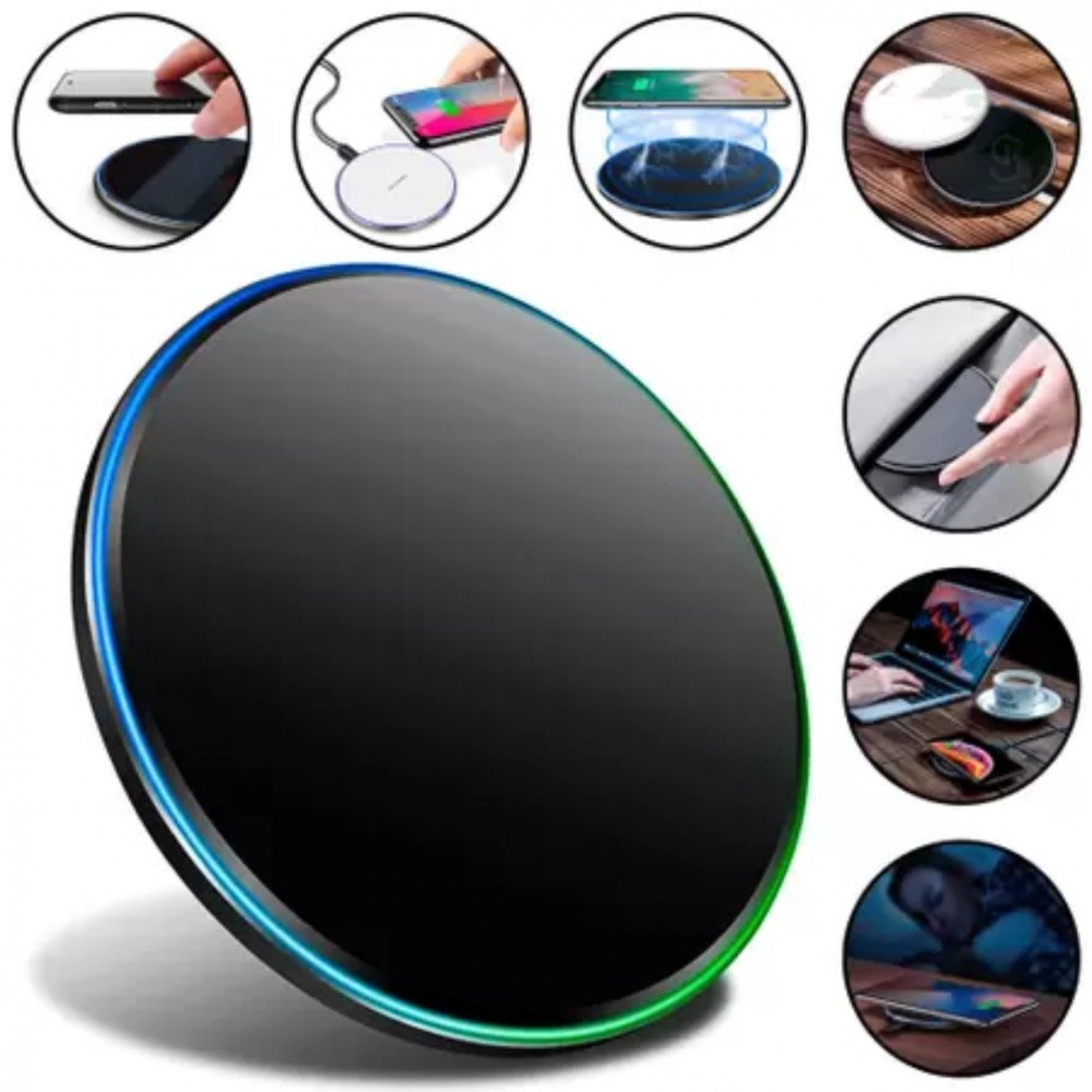 Carregador Rápido por Indução Sem Fio 15W Altomex AW-69 LED Fast Charge Compatível com Tecnologia Qi