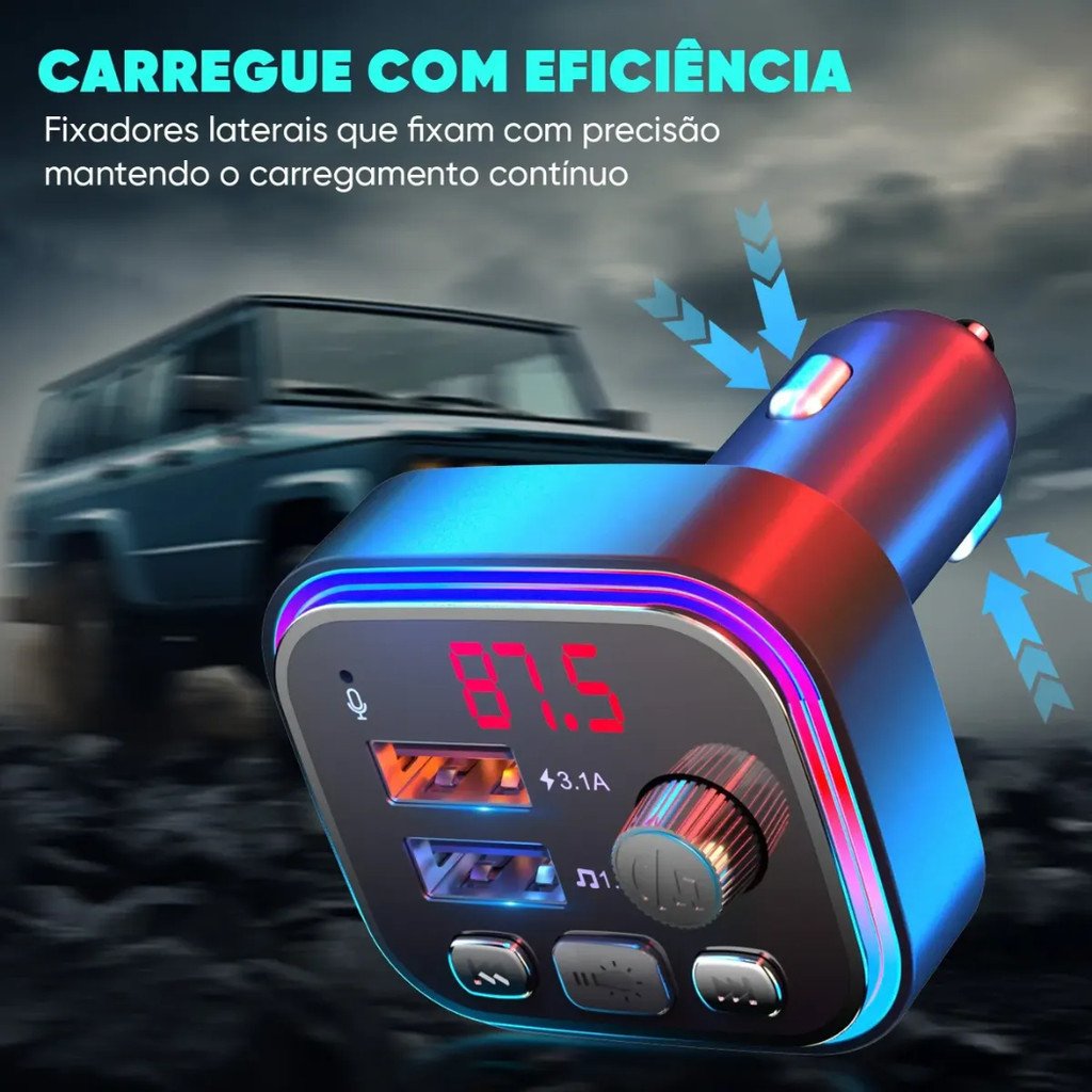 Transmissor Veicular Bluetooth INOVA CAR-3467 MP3 Player FM Carregador USB Duplo Mãos Livres