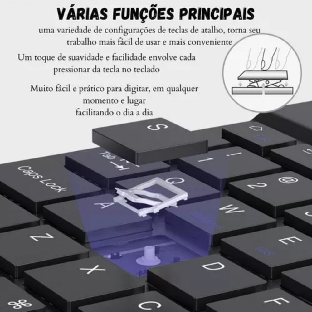 Teclado Bluetooth Slim Kapbom KA-690 | Sem Fio para Tablet Celular Notebook e PC