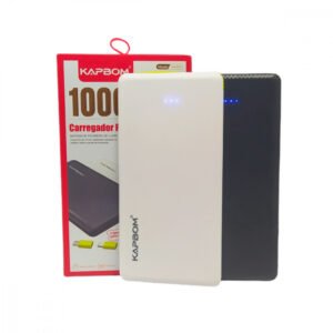 Carregador Portátil Power Bank 10000mAh Kapbom KA-951 3 Saídas V8 Tipo-C Lightning Bateria Externa Universal