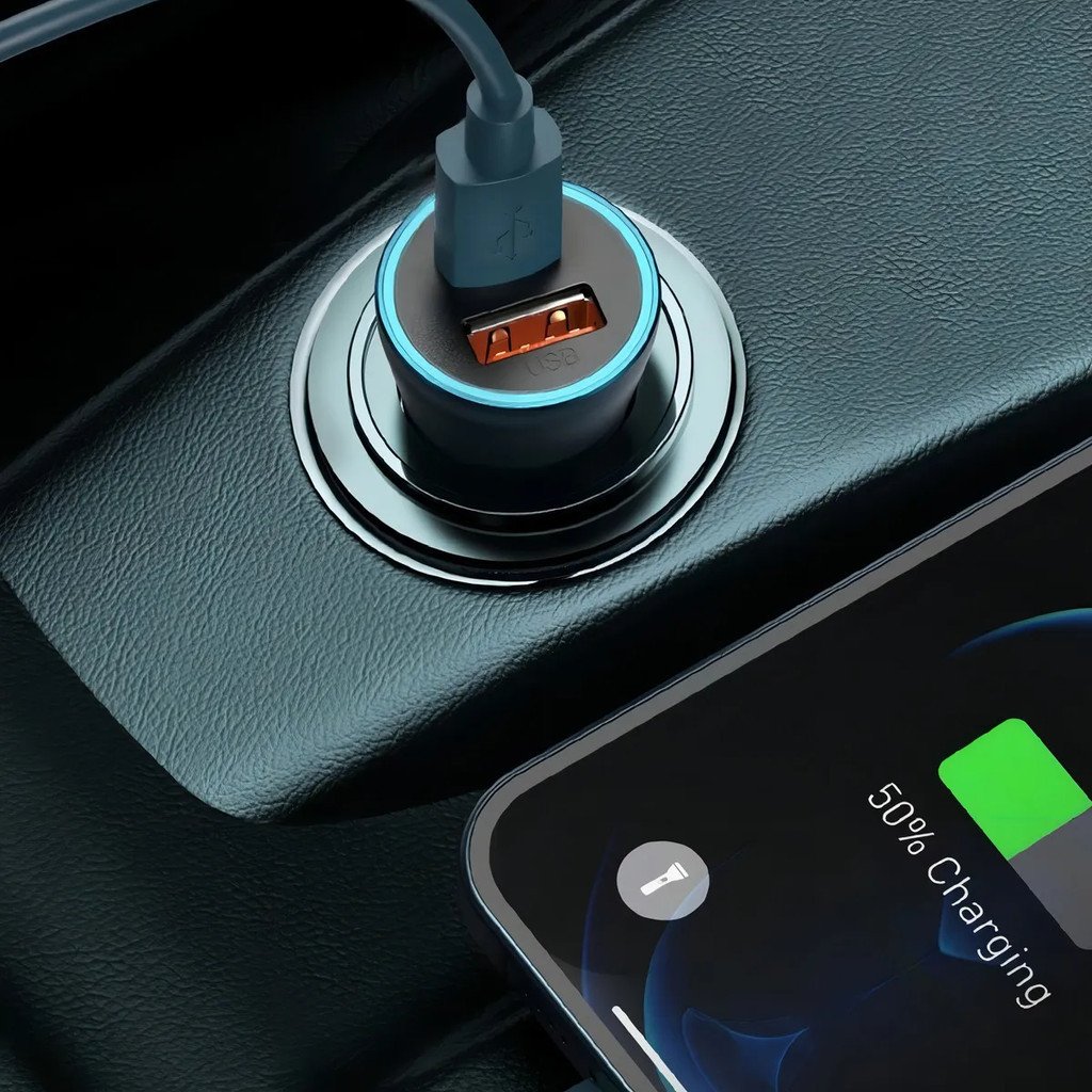Carregador Veicular 67,5W Turbo Hmaston L06L USB e Tipo-C com Carregamento Rápido para Celular e Tablet