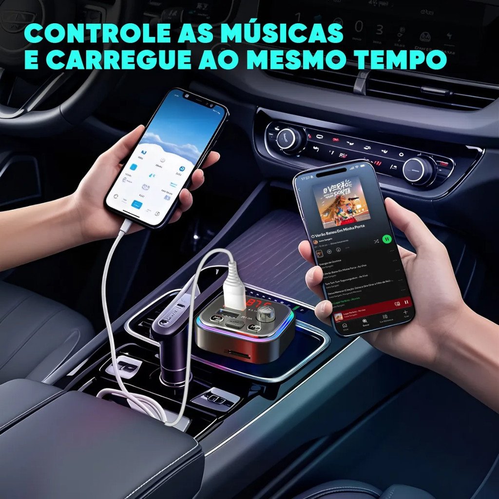 Transmissor Veicular Bluetooth INOVA CAR-3467 MP3 Player FM Carregador USB Duplo Mãos Livres