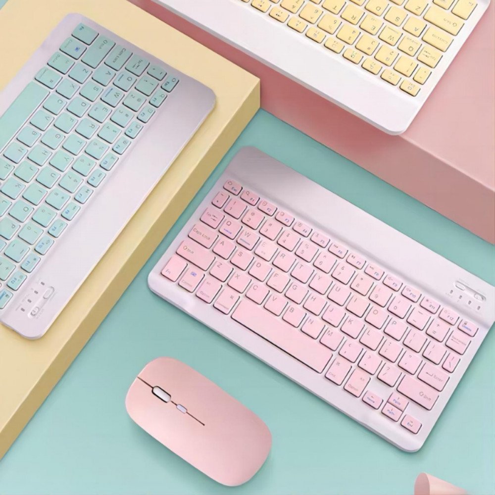 Teclado e Mouse Bluetooth Sem Fio GoldenUltra JP-MKL Ultra Fino Recarregável Kit Portátil