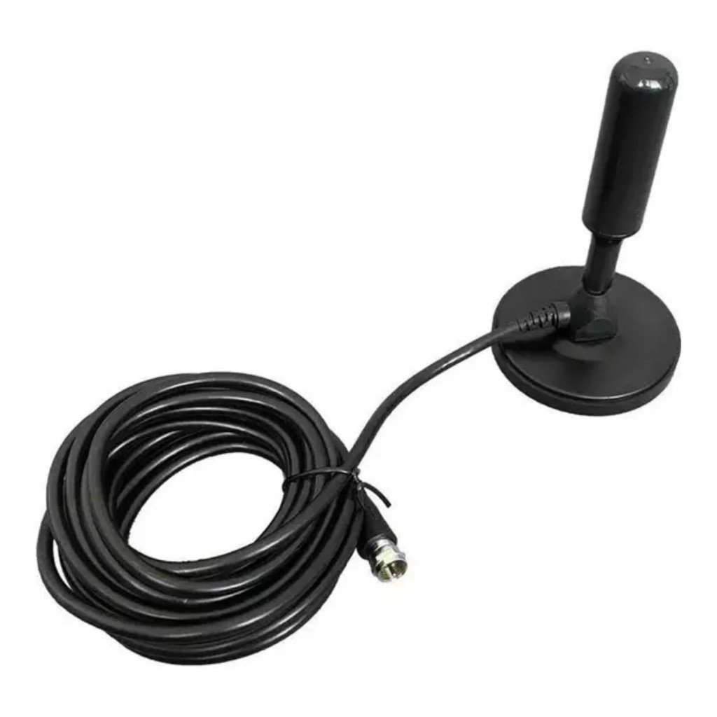 Antena Digital Interna HDTV Kapbom KA-1098 Cabo 5 Metros UHF VHF FM Base Magnética Sinal 360°