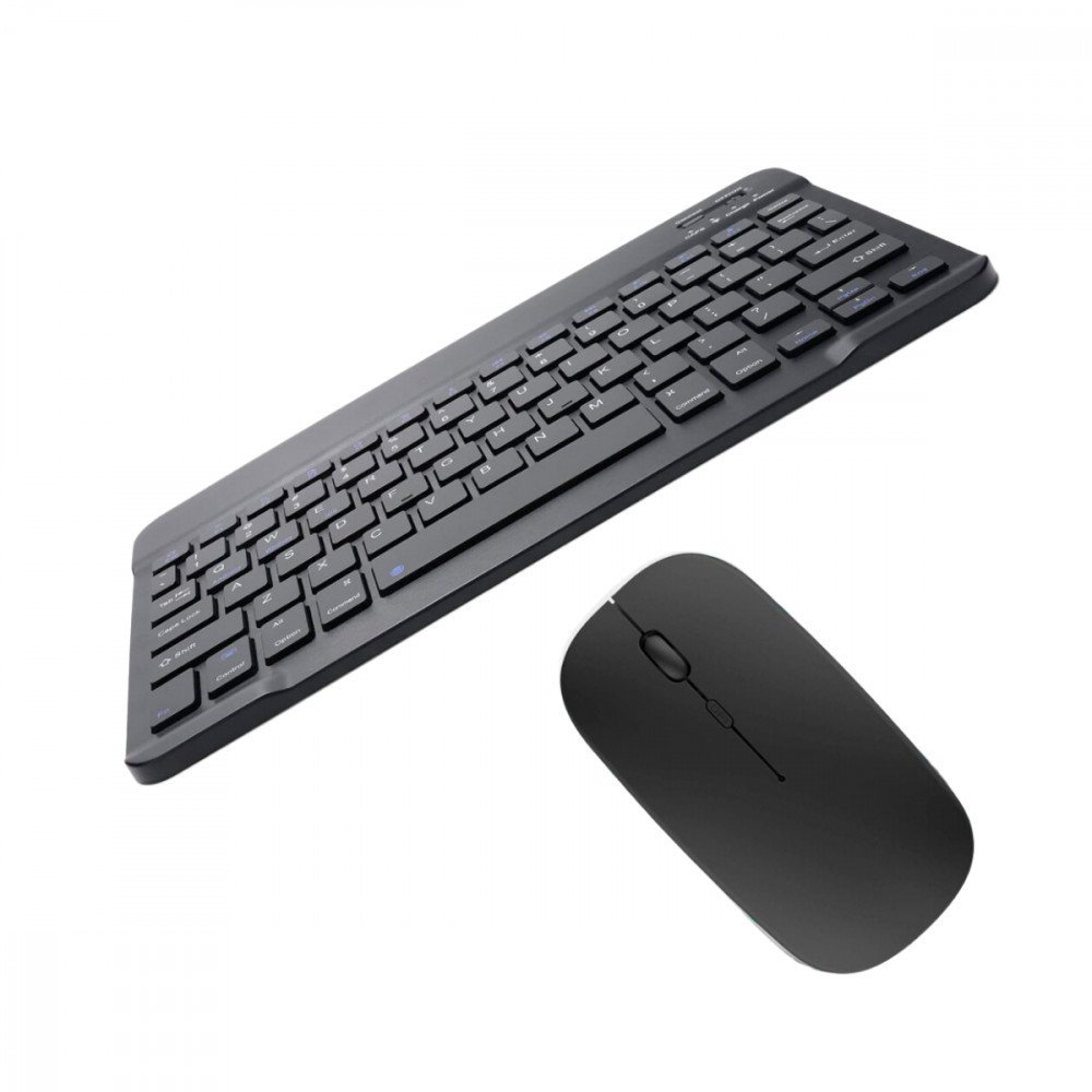 Teclado e Mouse Bluetooth Sem Fio GoldenUltra TX2382-XF Ultra Fino Recarregável Preto