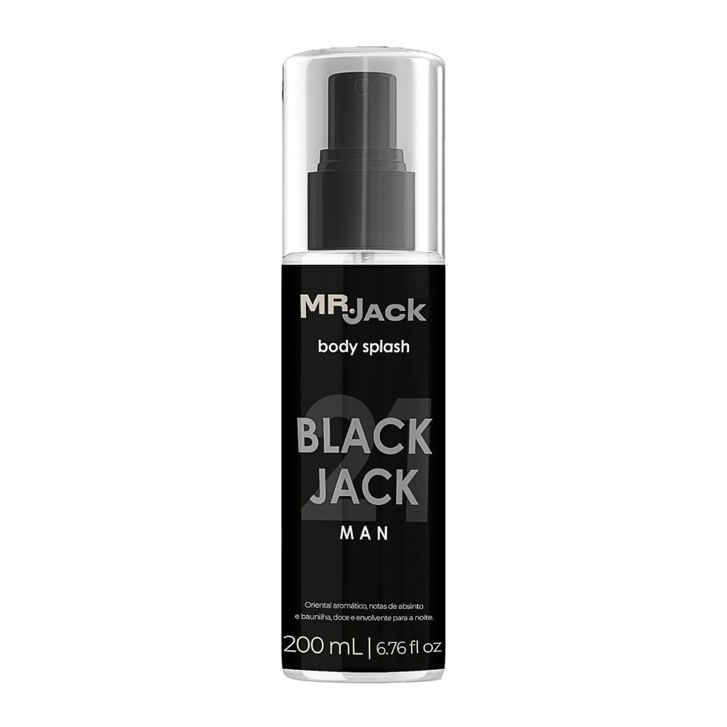 Body Splash Mr. Jack BlackJack 21 Man 200ml Oriental Aromático Masculino com Absinto e Baunilha