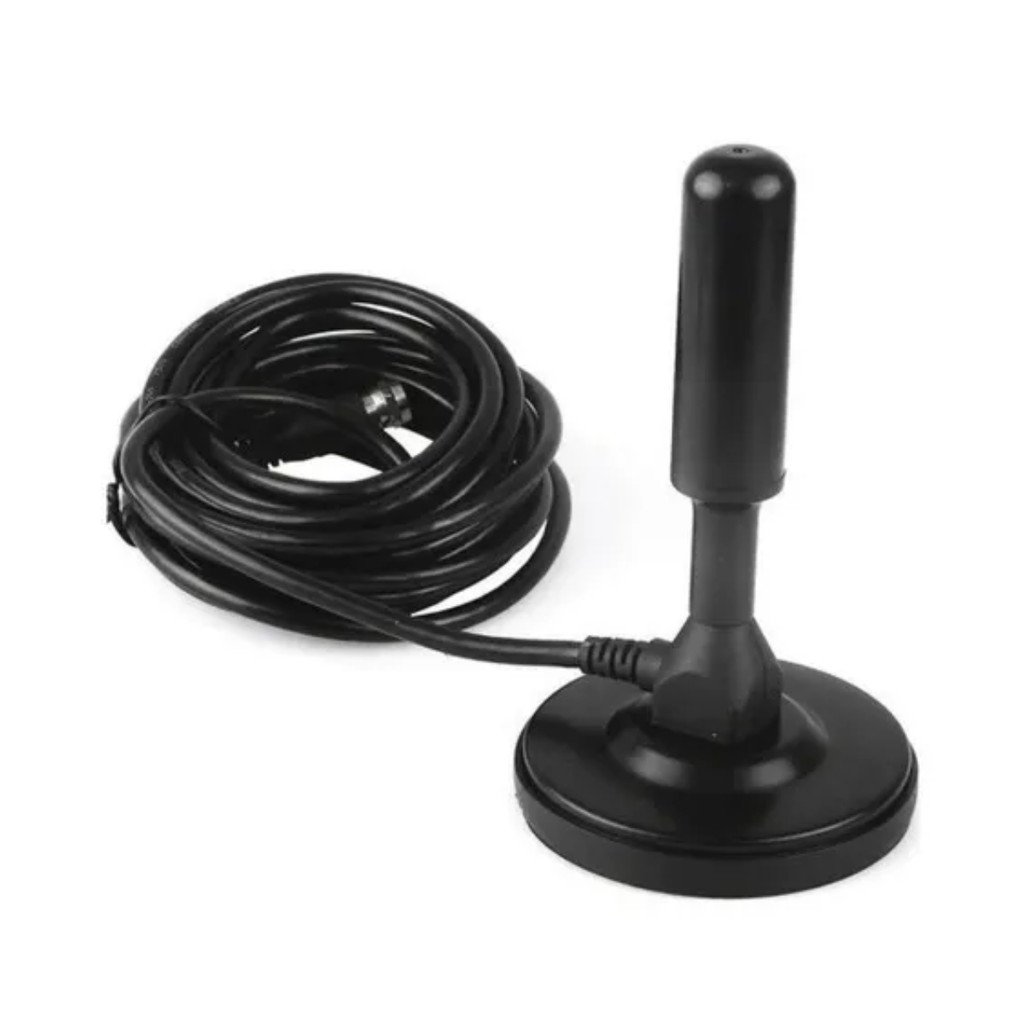 Antena Digital Interna HDTV Kapbom KA-1098 Cabo 5 Metros UHF VHF FM Base Magnética Sinal 360°