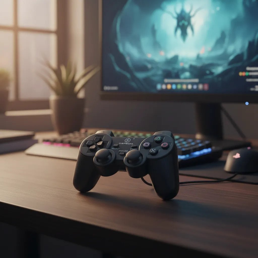Controle Gamer USB Kapbom KAP-3 compatível com PS3 e PC Com Fio Plug Play Cabo 1,8m Analógicos Precisos